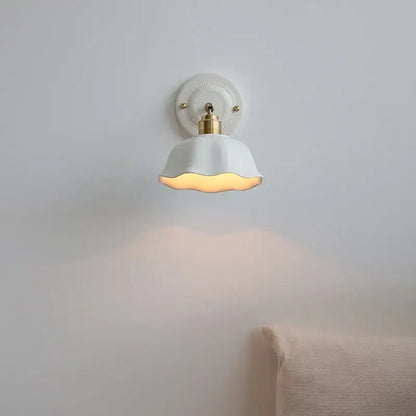 White and gold ceramic led wall light bedroom sconce
