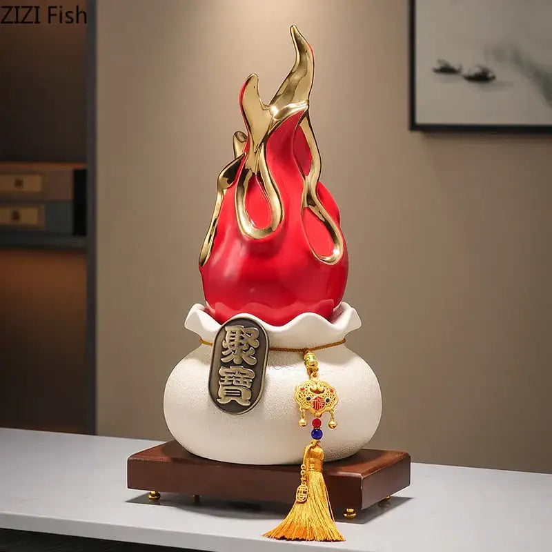 White and gold ceramic lucky cat feng shui ornament living room decor