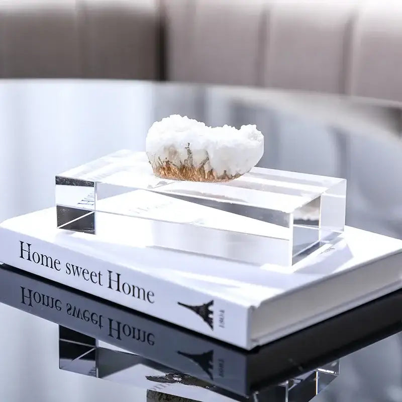 White and gold crystal coralline ornaments living room decor
