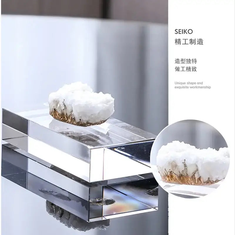 White and gold crystal coralline ornaments living room decor