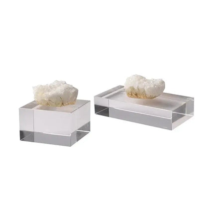 White and gold crystal coralline ornaments living room decor
