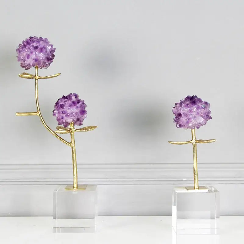 White and gold crystal flower branch desk ornament for living room