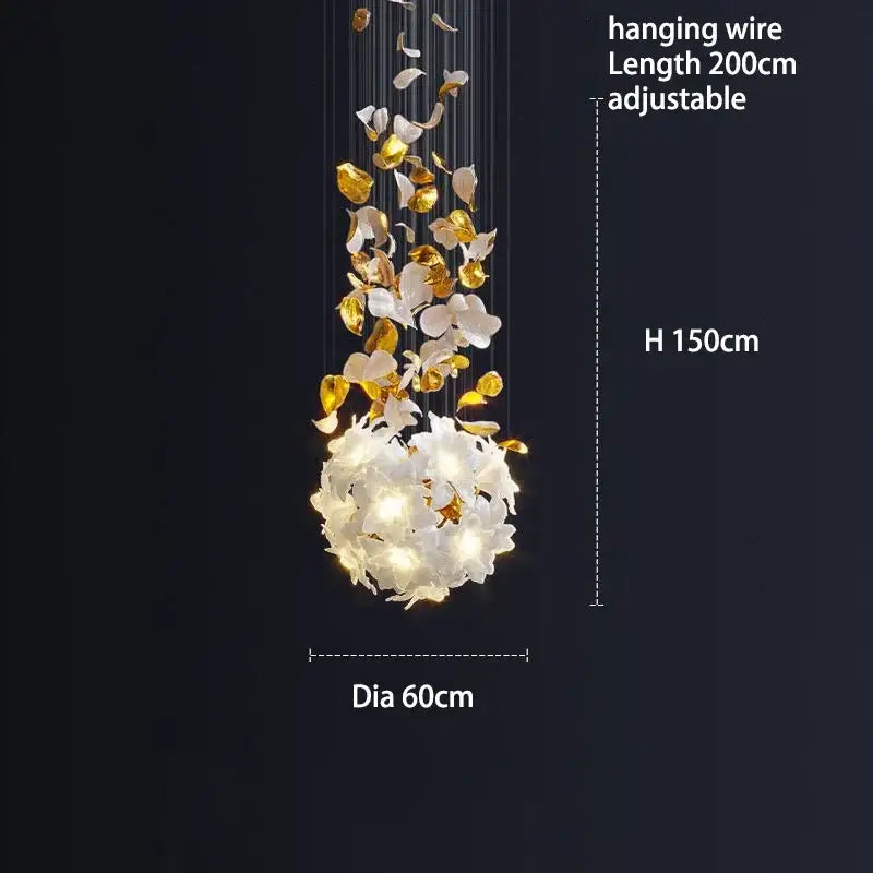 White and gold crystal flower luxury chandelier dining room light