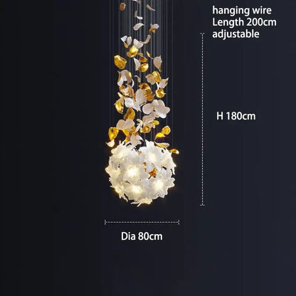 White and gold crystal flower luxury chandelier dining room light