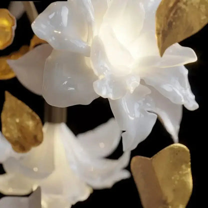 White and gold crystal flower luxury chandelier dining room light
