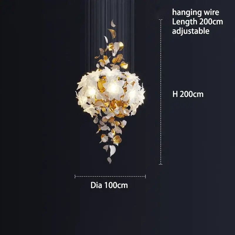 White and gold crystal flower luxury chandelier dining room light