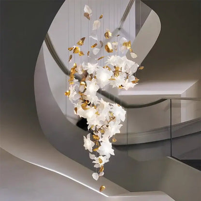 White and gold crystal flower luxury chandelier dining room light