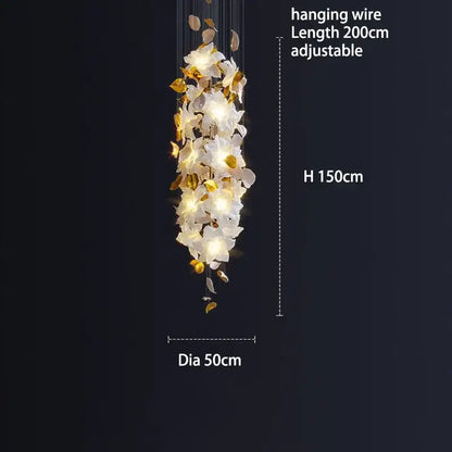 White and gold crystal flower luxury chandelier dining room light