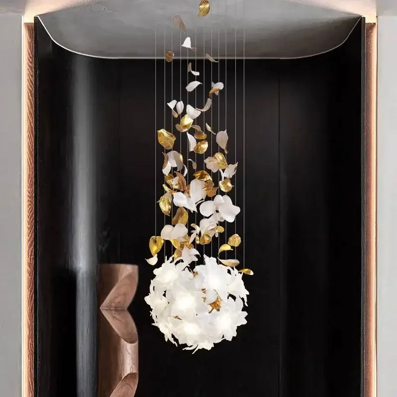 White and gold crystal flower luxury chandelier dining room light