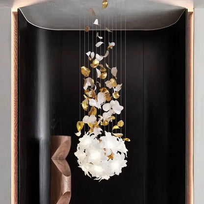 White and gold crystal flower luxury chandelier dining room light