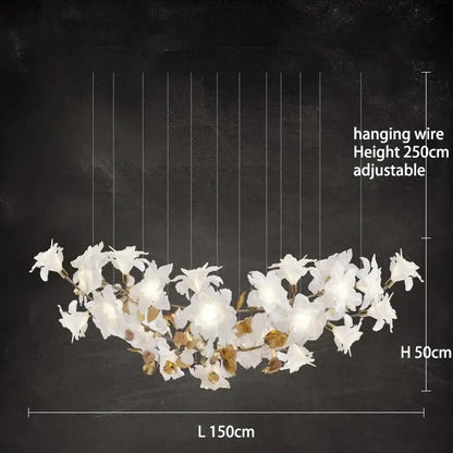 White and gold crystal flower luxury chandelier dining room light