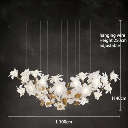 White and gold crystal flower luxury chandelier dining room light