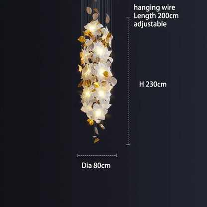 White and gold crystal flower luxury chandelier dining room light