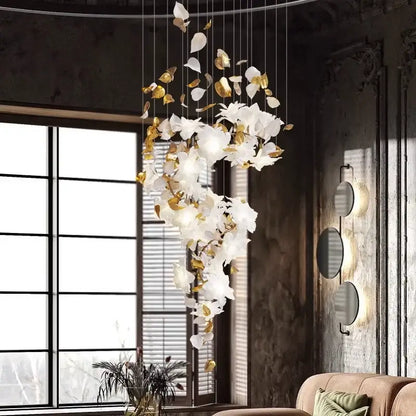 White and gold crystal flower luxury chandelier dining room light