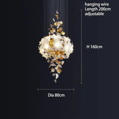 White and gold crystal flower luxury chandelier dining room light