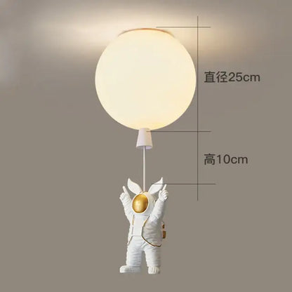 White and gold decorbites astronaut space ball ceiling lamp kids room