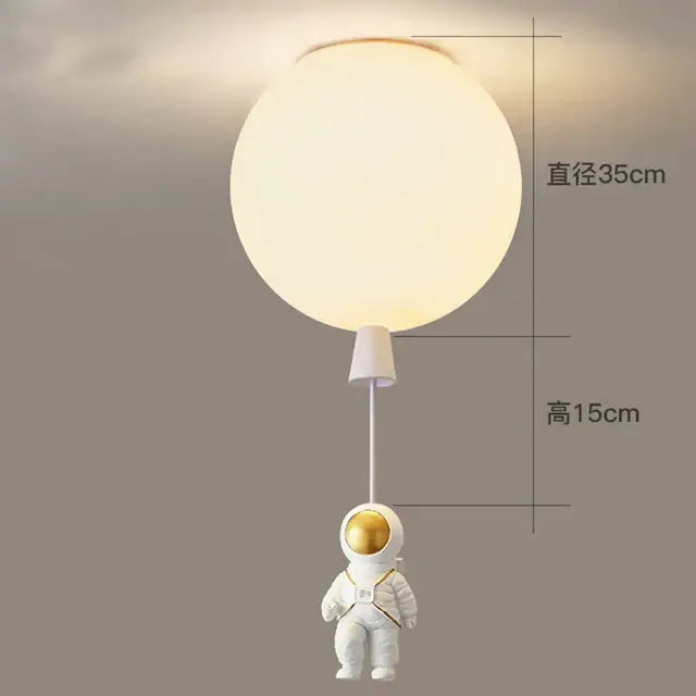 White and gold decorbites astronaut space ball ceiling lamp kids room