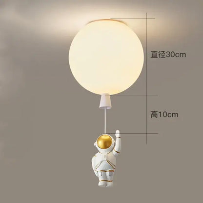 White and gold decorbites astronaut space ball ceiling lamp kids room