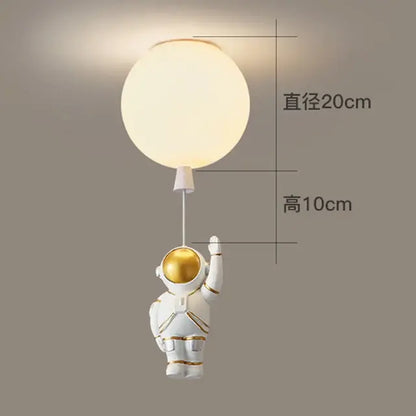 White and gold decorbites astronaut space ball ceiling lamp kids room
