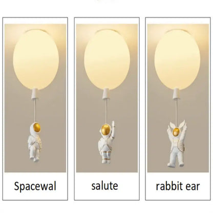 White and gold decorbites astronaut space ball ceiling lamp kids room