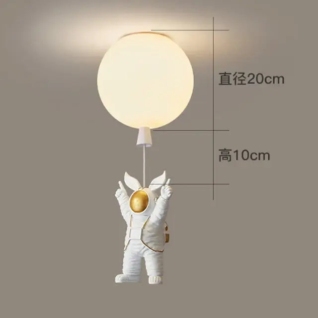 White and gold decorbites astronaut space ball ceiling lamp kids room