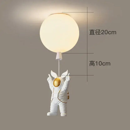 White and gold decorbites astronaut space ball ceiling lamp kids room