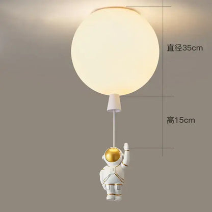 White and gold decorbites astronaut space ball ceiling lamp kids room
