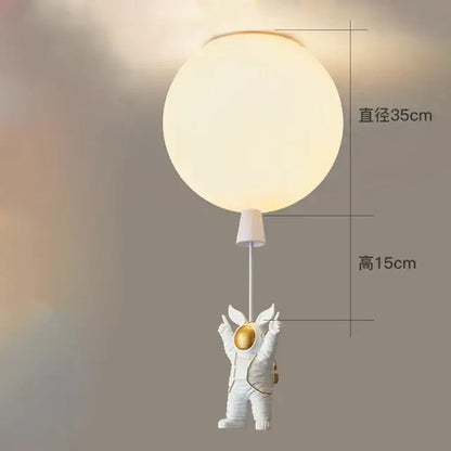 White and gold decorbites astronaut space ball ceiling lamp kids room