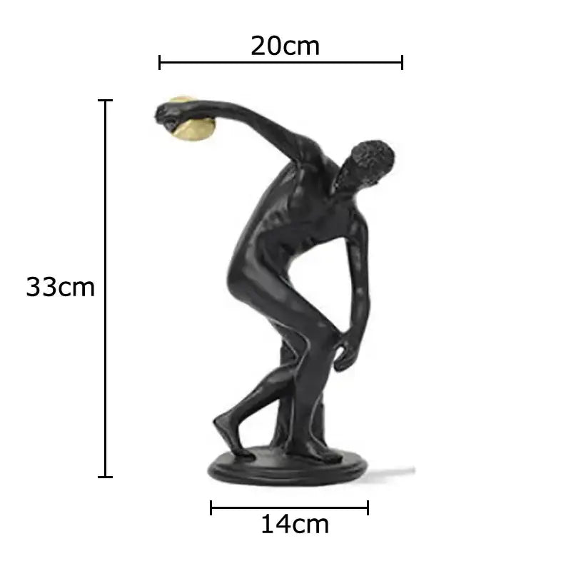 White and gold discus thrower resin sculpture living room decor