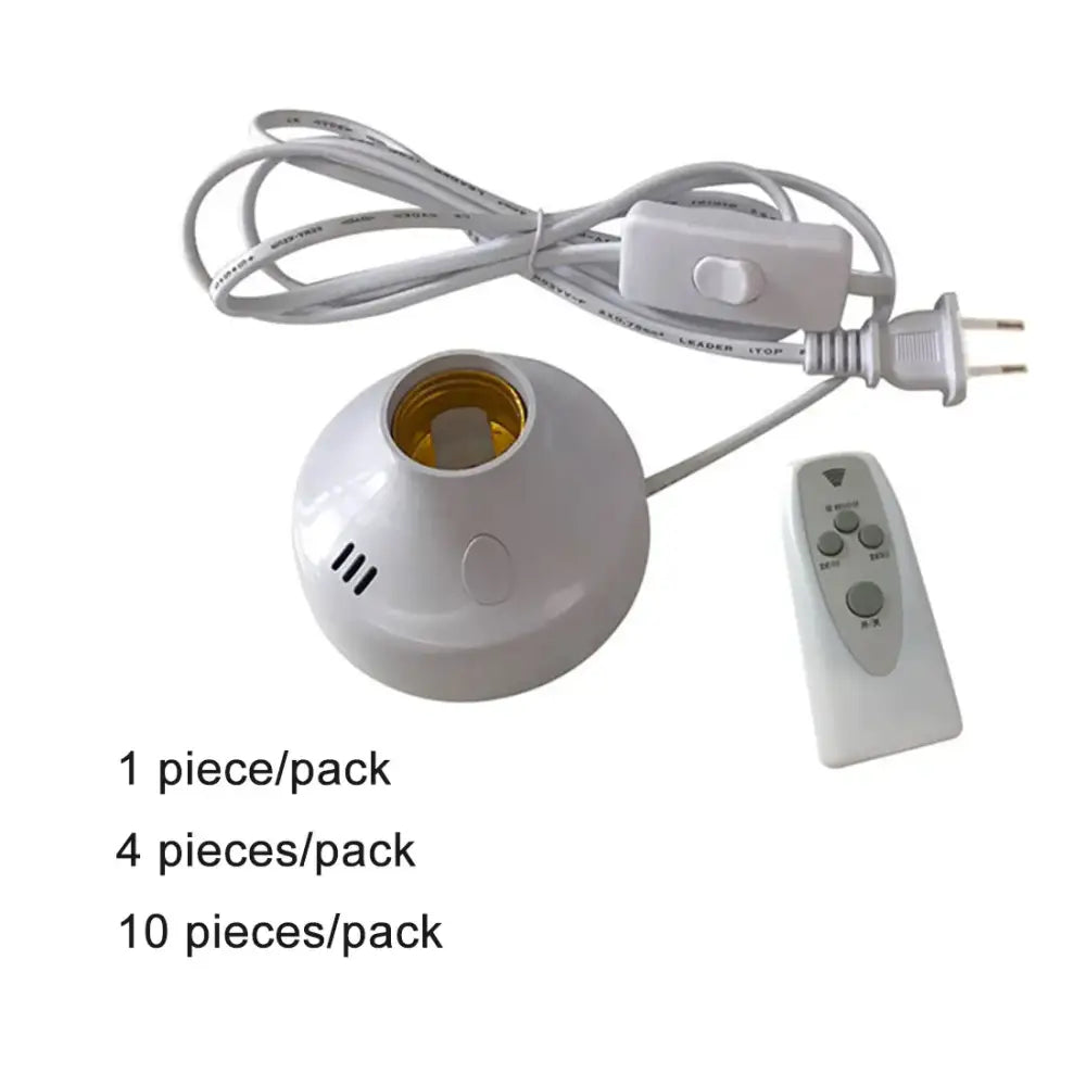 White and gold e27 led lamp base with remote – bedroom timer socket
