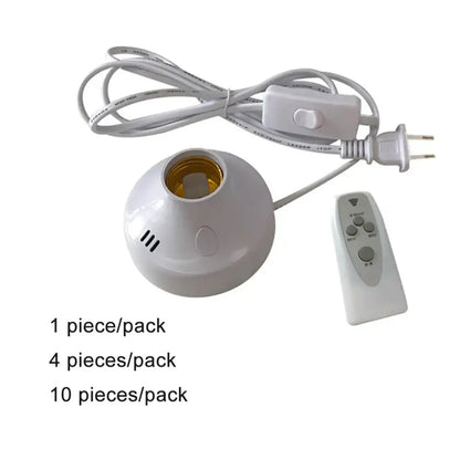 White and gold e27 led lamp base with remote – bedroom timer socket