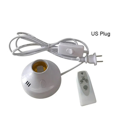 White and gold e27 led lamp base with remote – bedroom timer socket