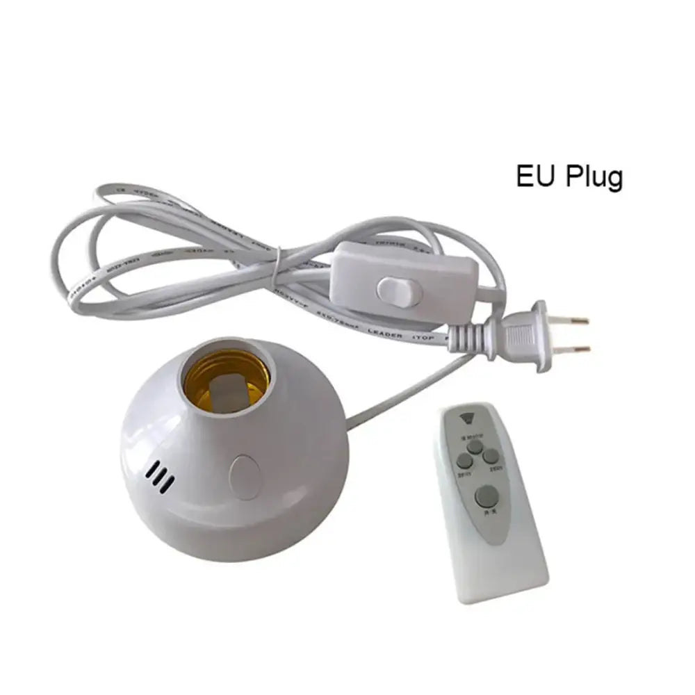 White and gold e27 led lamp base with remote – bedroom timer socket