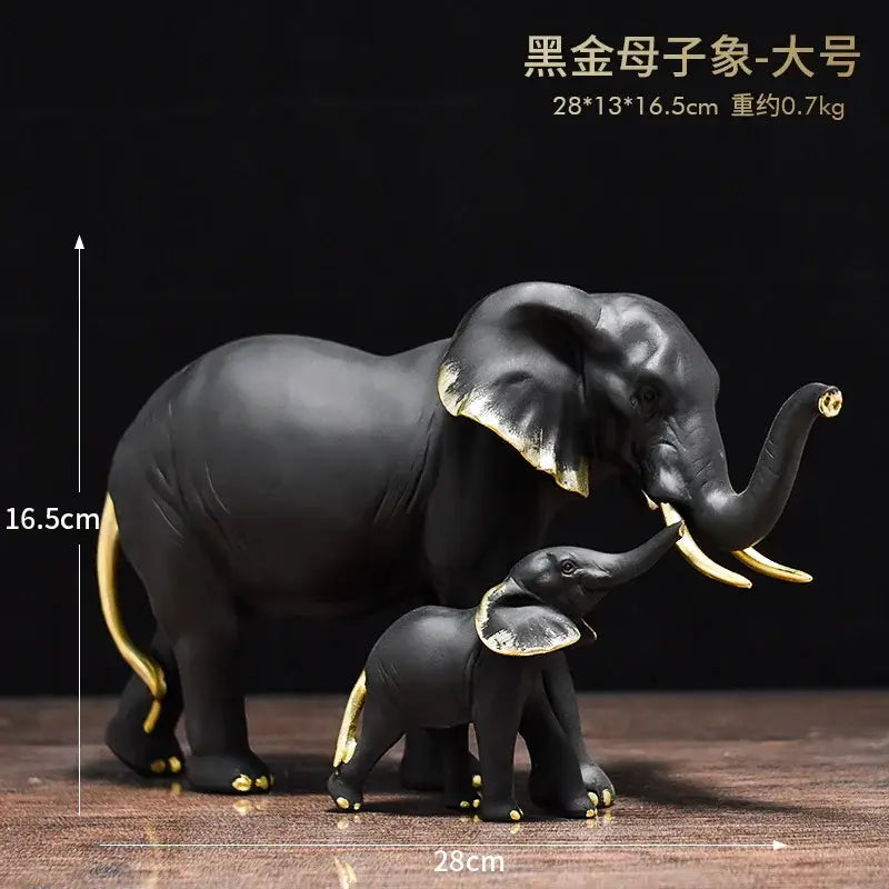 White and gold elephant resin sculpture ornaments living room decor
