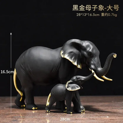 White and gold elephant resin sculpture ornaments living room decor