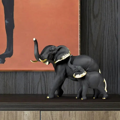 White and gold elephant resin sculpture ornaments living room decor