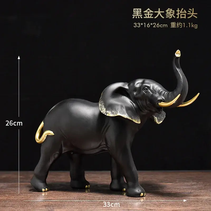 White and gold elephant resin sculpture ornaments living room decor