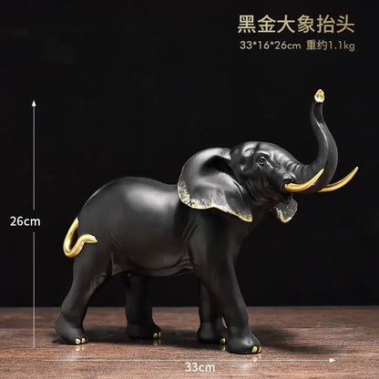 White and gold elephant resin sculpture ornaments living room decor