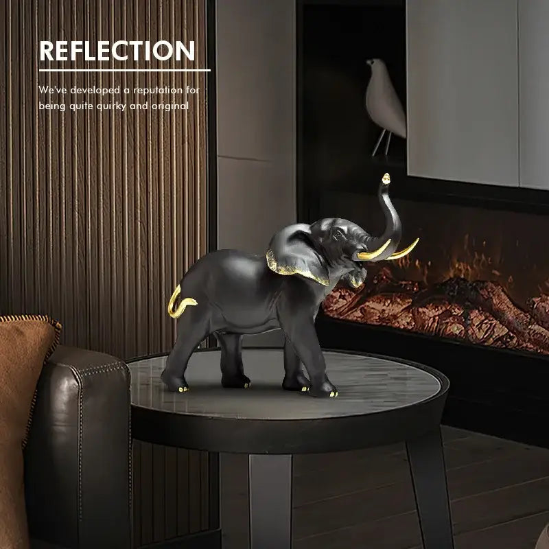 White and gold elephant resin sculpture ornaments living room decor