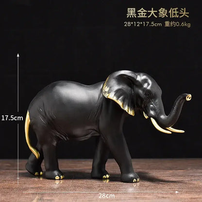 White and gold elephant resin sculpture ornaments living room decor
