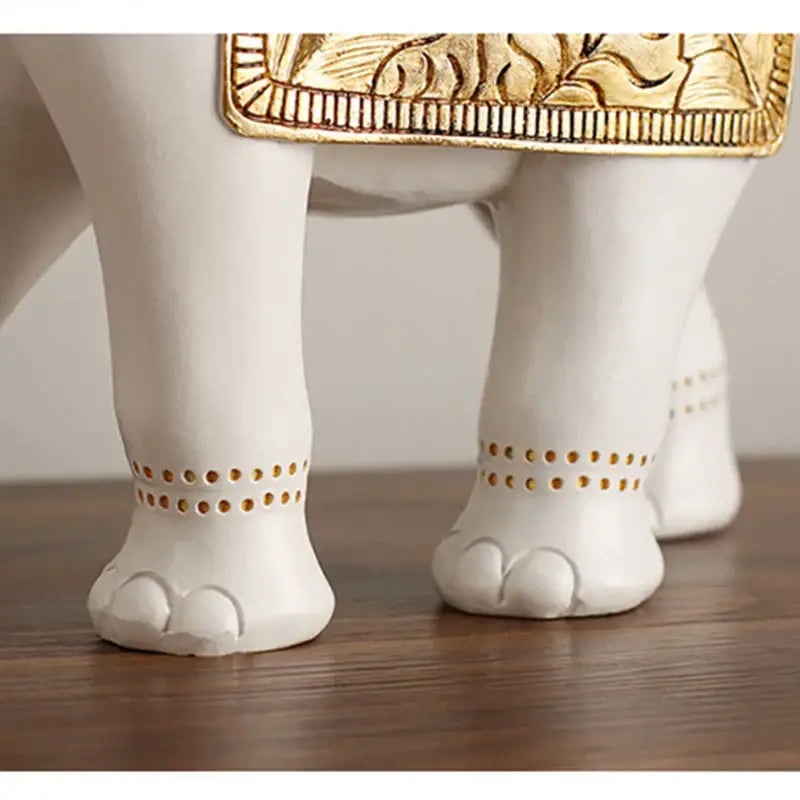 White and gold elephant sculpture figurine living room decor
