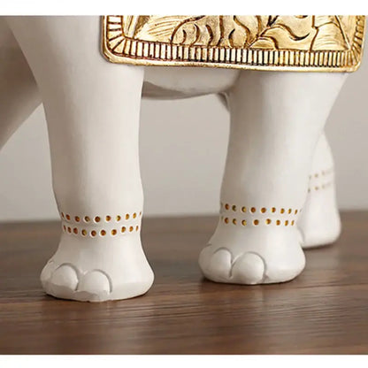 White and gold elephant sculpture figurine living room decor
