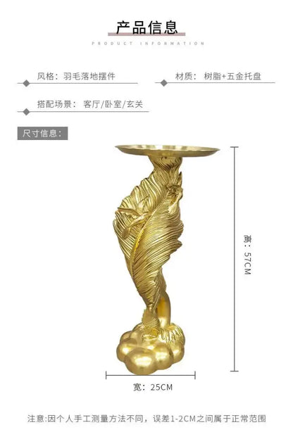 White and gold feather floor decoration side table living room