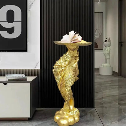 White and gold feather floor decoration side table living room