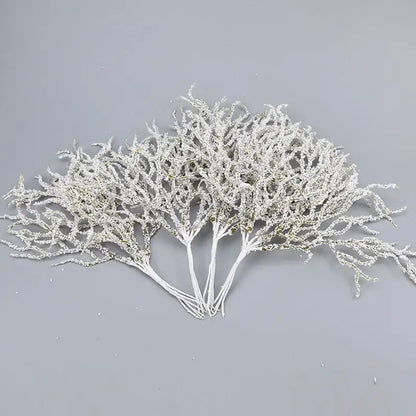 White and gold glitter artificial branches home decor living room