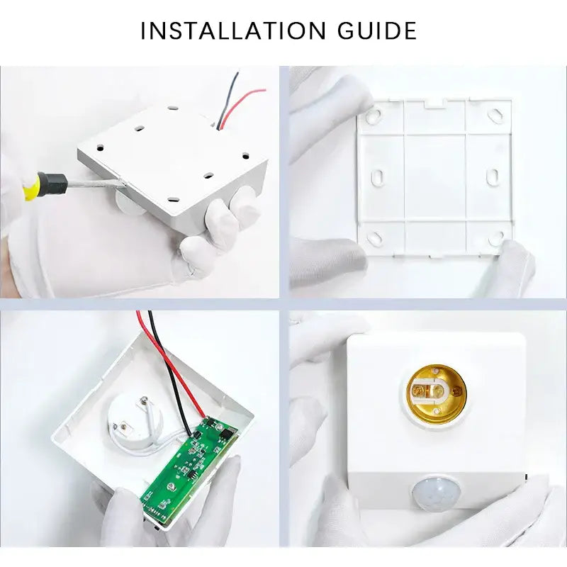 White and gold infrared motion sensor lamp holder bedroom light