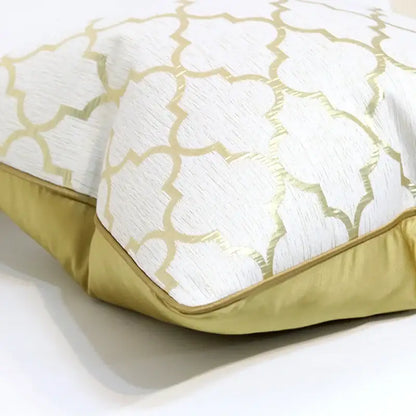 White and gold jacquard luxury cushion cover for living room