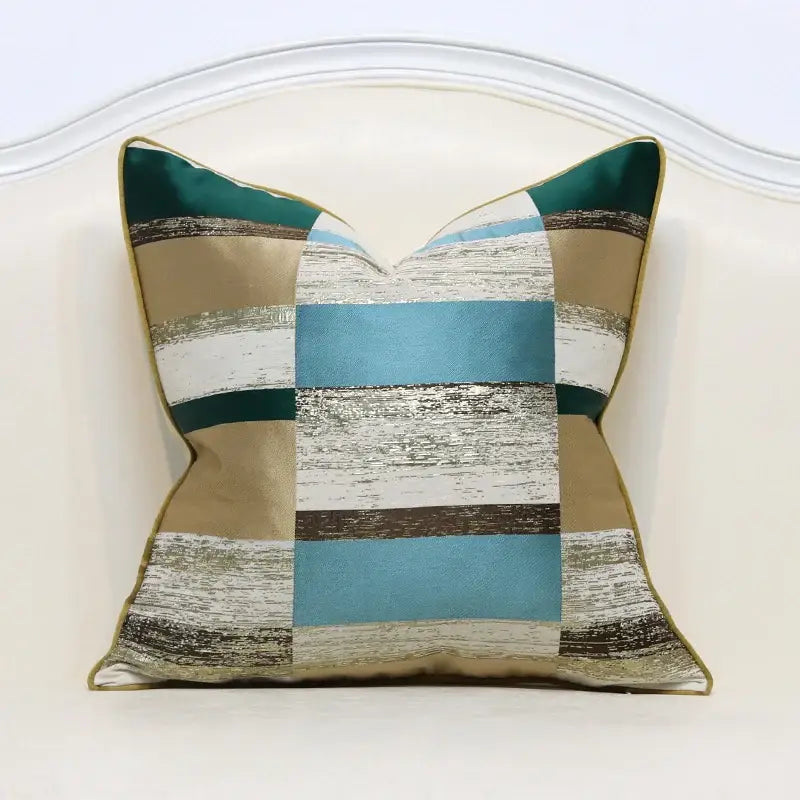 White and gold jacquard luxury cushion cover for living room