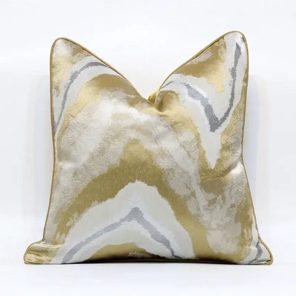 White and gold jacquard luxury cushion cover for living room