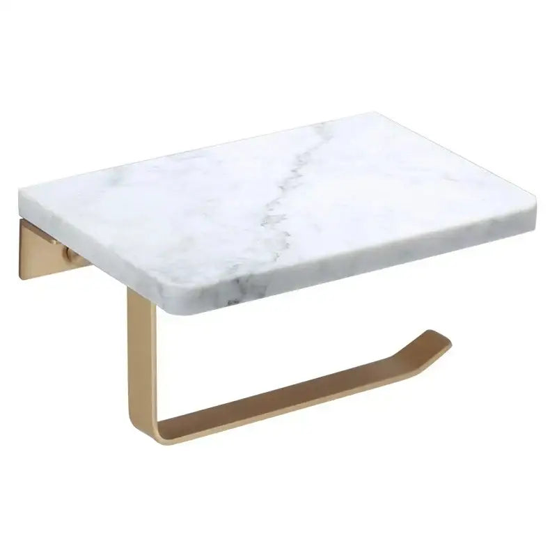 White and gold marble toilet paper holder bathroom shelf